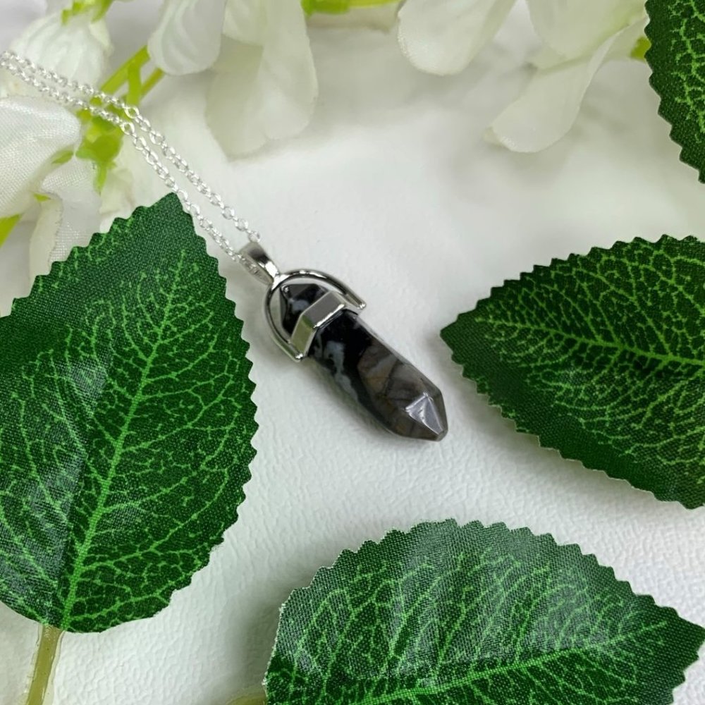 24" Sterling Silver Marble Gemstone Necklace